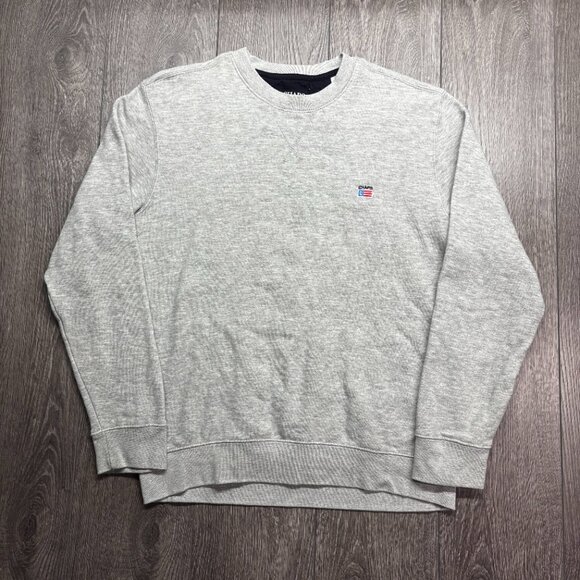 Chaps Ralph Lauren Embroidered American Flag Sweatshirt Grey Medium Vintage Y2k - Picture 2 of 7